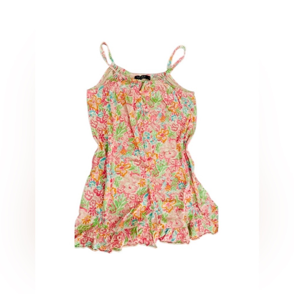 Ralph Lauren size M pink floral ruffled chemise nightgown preppy fairy cottage - Picture 2 of 11